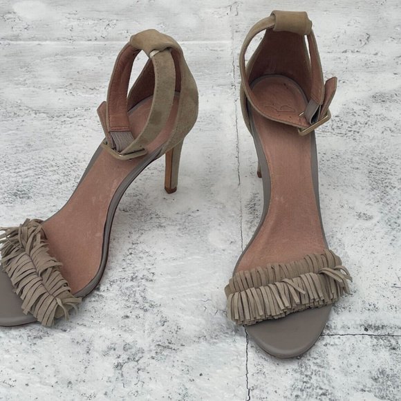 Joie Women Heels Leather Suede Upper Fringe Pump Shoes Size 38.5 - Picture 5 of 12